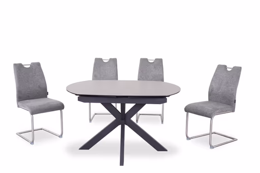 Esstisch MEGGIE - ausziehbar, LB ca. 130x100 cm, Glaskeramik, Grau