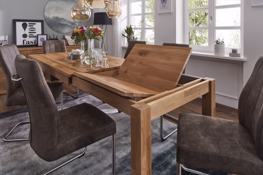 Esstisch Dinner - verlängerbar, LB ca. 180x90 cm, Wildeiche massiv