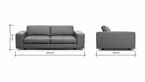 Sofa Aprino 1 - 3,5-Sitzer XL, Dickleder, Cognac, Armlehne Block breit
