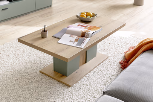 Couchtisch - LB ca. 115x65 cm, Eiche Evoke Nachbildung, Salbeigrün