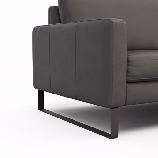 Sofa Enna - 3,5-Sitzer, Leder, Anthrazit