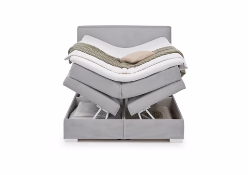 Boxspringbett- Liegefläche ca. 140x200 cm, Stoff, Silberfarben