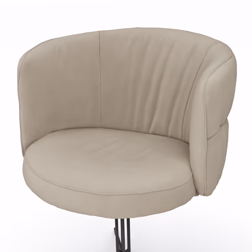 Armlehnstuhl Milana - drehbar, Leder, Offwhite