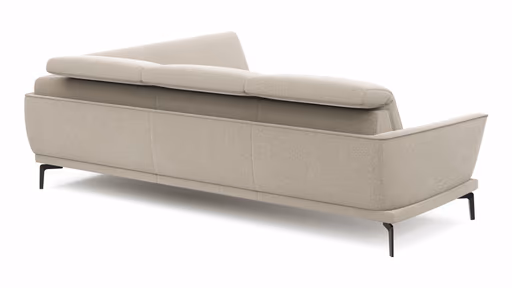 Ecksofa Amadena - 2-Sitzer mit Ecke rechts inkl. Kopfteilverstellung und Sitzvorzug, Stoff, Creme