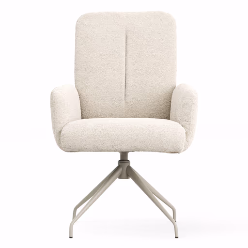 Armlehnstuhl Evania - Dreh und Relax-Funktion, hoher Rücken, Stoff, Creme