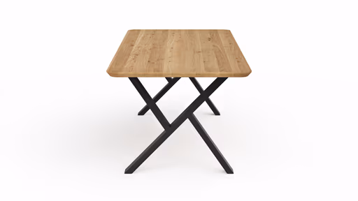 Esstisch Belfast - LB ca. 240x100 cm, Eiche massiv, X-Gestell asymmetrisch