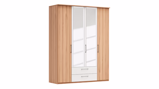 Drehtürenschrank Viana - B. ca. 180 cm, Furnier, Kernbuche, Weiß