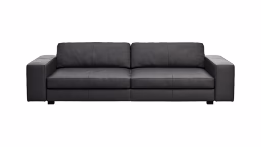 Sofa Aprino 1 - 4-Sitzer XXL, Leder, Schwarz, Armlehne Block
