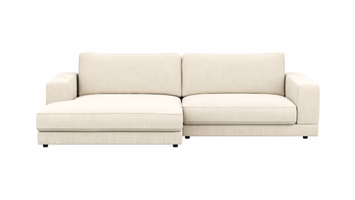 Ecksofa Juni - Longchair links mit 1,5-Sitzer, Stoff, Natur