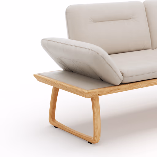 Bank Kamari - Breite ca. 208cm, Seitenteile verstellbar, Leder, Kitt