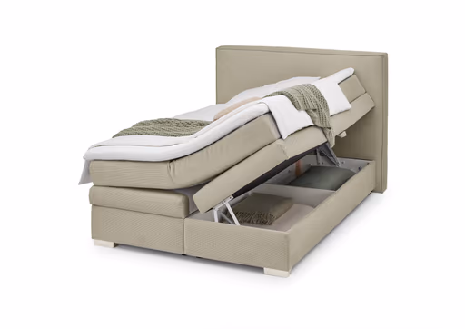 Boxspringbett- Liegefläche ca. 140x200 cm, Stoff, Taupe