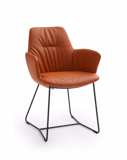 Armlehnstuhl Pegara - Leder, Papaya