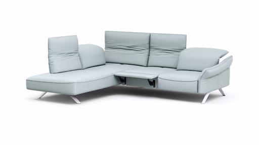 Ecksofa Bormio - Ecksofa links mit 2,5-Sitzer inklusive Fußteilverstellung motorisch, Sitztiefen und Kopfteilverstellung, Leder, Jade