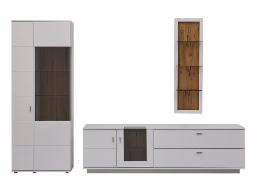 Wohnwand Rubia - Lack, Weiß