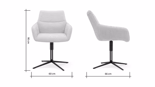 Armlehnstuhl Maluhia - drehbar, Stoff, Hellgrau