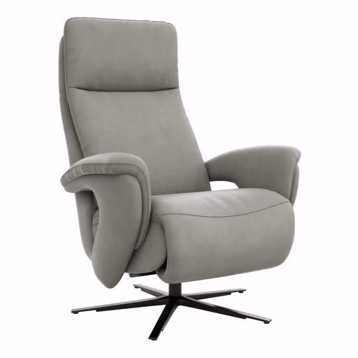 Sessel Tulsa Relax - Größe L, inkl. Kopf-/Fußteil/Rückenlehne verstellbar, Leder, Graubeige