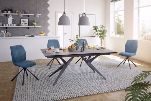 Stuhl MANOA - drehbar, Stoff, Petrol