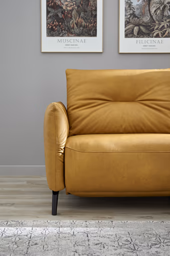 Sofa Bahia - 2-Sitzer inkl. Armlehne verstellbar, Leder, Kurkuma