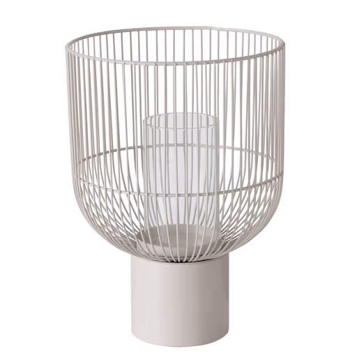 Windlicht - Glas/Eisen - Beige - DH ca. 22x30 cm