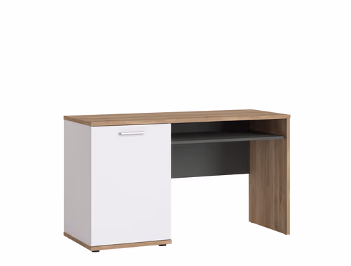 Schreibtisch- LB ca. 130x50 cm, Weiß, Eiche Dekor, Graphit