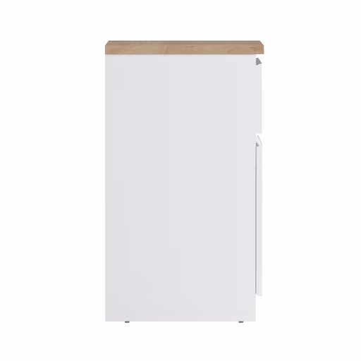 Nachtkonsole- B ca. 40 cm, Weiß, Hochglanz, Eiche Dekor