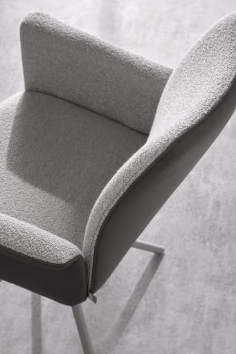 Armlehnstuhl Sedana - drehbar, Leder & Stoff, Grau