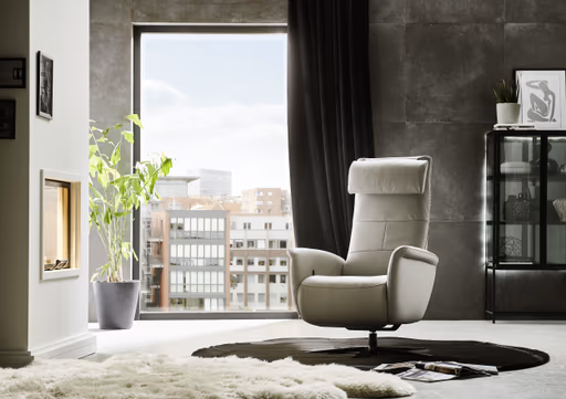 TV-Sessel - Relaxfunktion, Leder, Alufarben