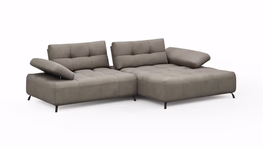 Ecksofa Comodo - 1,5-Sitzer, Longchair rechts, Leder, Taupe
