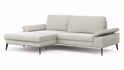 Ecksofa Houston - Longchair groß links mit 1,75-Sitzer, inkl. Sitztiefenverstellung und Armlehne klappbar, Stoff, Natur