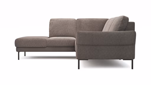 Ecksofa Rockport A - Ecke links mit 2,5-Sitzer rechts, inkl. Sitzauszug (motorisch) und Armlehne klappbar, Stoff, Braun