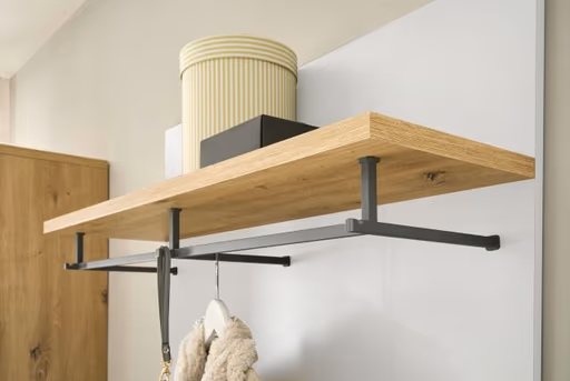 Garderobenpaneel - B ca. 85 cm, Weiß, Artisan Eiche Nachbildung