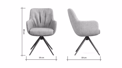 Armlehnstuhl Mis Legere - Boucle, Creme, Stativ, Anthrazit