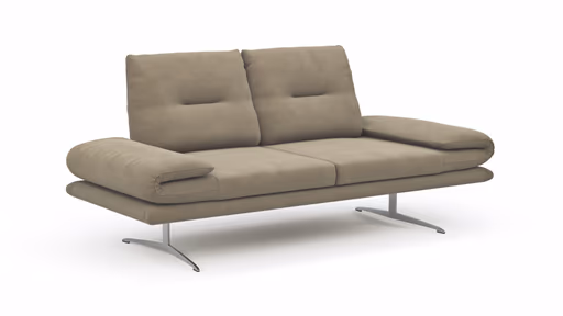 Sofa Lucero - 2,5-Sitzer inkl. Rückenlehne und Sitztiefe verstellbar, Leder, Taupe 