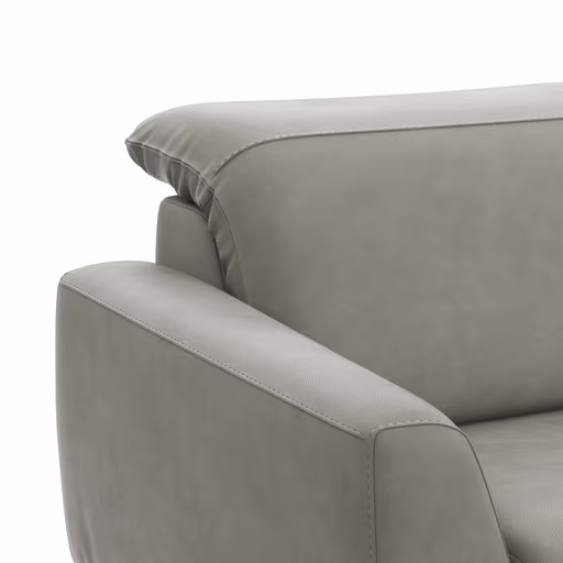 Sofa Tulsa KV - 3-Sitzer, inkl. Kopfteilverstellung, Leder, Graubeige
