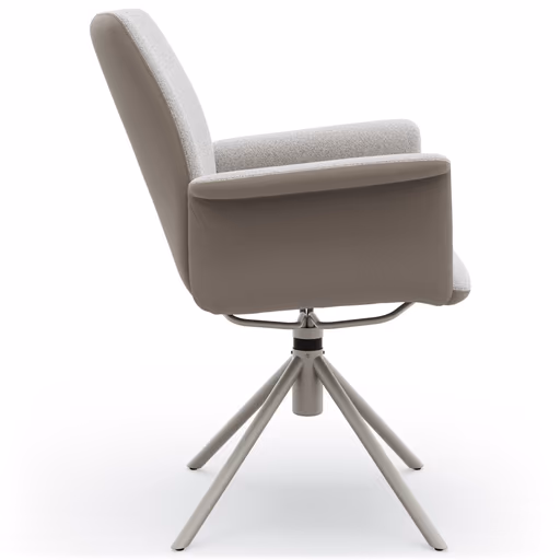 Armlehnstuhl Sedana - drehbar, Leder & Stoff, Grau