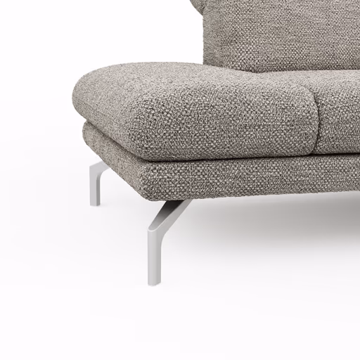 Ecksofa Elena - 2-Sitzer mit Longchair rechts, Kopfteil/Armlehne verstellbar, Stoff, Silbergrau