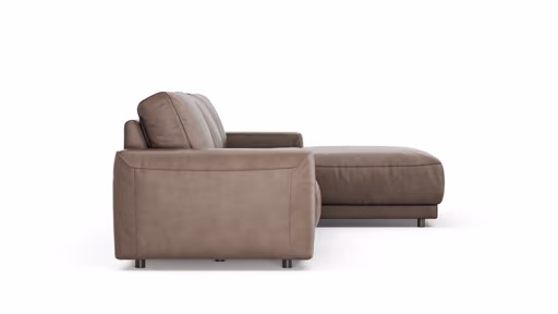 Ecksofa Balok - 2,5-Sitzer mit Longchair groß rechts, Leder, Dunkelbraun