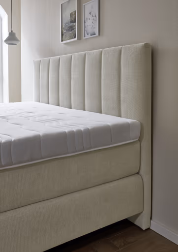 Boxspringbett - Liegefläche ca. 180x200 cm, Stoff, Natur