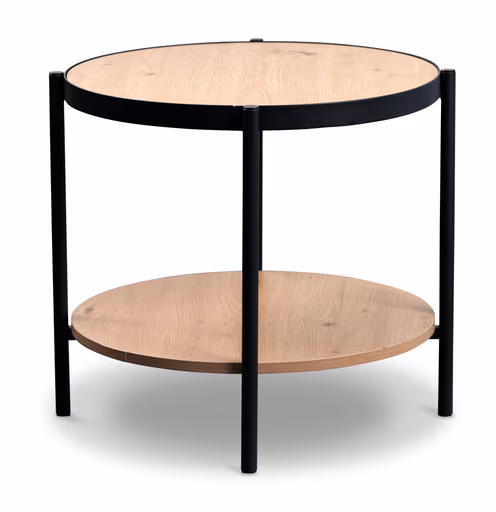 Beistelltisch - Ø/H ca. 52x45 cm, Artisan Eiche Nachbildung, Schwarz