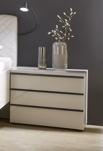 Nachtkonsole - mit 3 Schubkästen, Sandglas, Sand Dekor