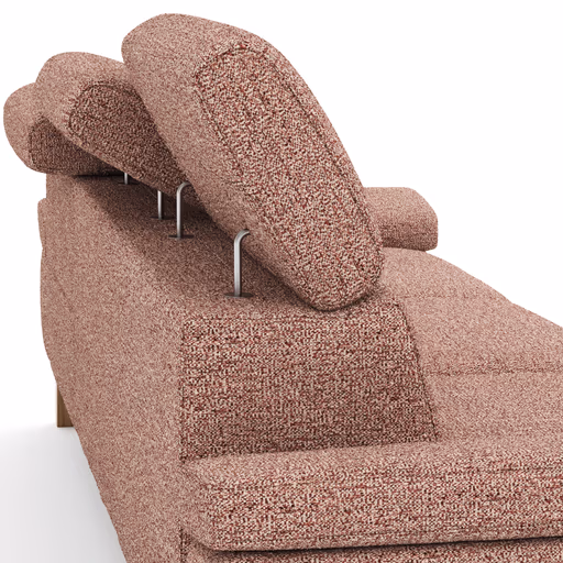 Ecksofa Hudson - Longchair links mit 2,5-Sitzer, inkl. Kopfteil verstellbar, Stoff, Kupfer