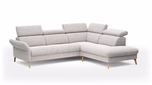 Sofa Maryville - 2,5-Sitzer mit Eckelement und Abschlussteil medium rechts, inkl. Kopfteil verstellbar, Stoff, Beige