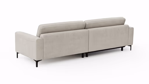 Ecksofa Oviedo - Longchair links mit 1,5-Sitzer, Stoff, Natur