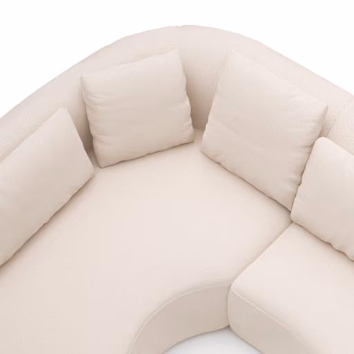 Ecksofa Karasu - Ottomane links mit 3-Sitzer rechts, Stoff, Creme