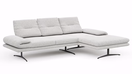 Ecksofa Lucero 2.0 - 2-Sitzer mit Longchair rechts inkl. Rückenlehne verstellbar, Stoff, Offwhite