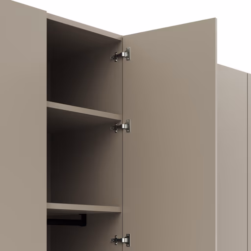 Drehtürenschrank Matera - BHT ca. 301x235x60 cm, Lack Matt, Muschelgrau, Griffe Coffee