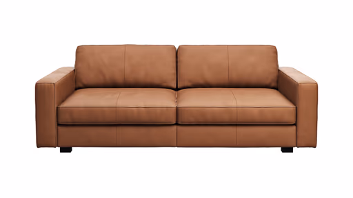 Sofa Aprino 2 - 3,5-Sitzer XXL, Dickleder, Cognac, Armlehne Block schmal