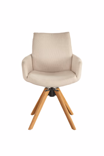 Polsterstuhl - mit Armlehne, drehbar, Stoff, Natur