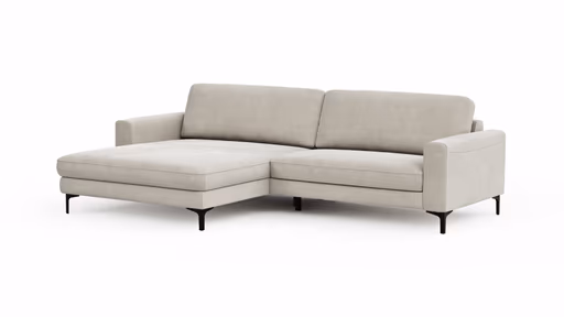Ecksofa Oviedo - Longchair links mit 1,5-Sitzer inkl. Relaxfunktion (motorisch), Stoff, Natur