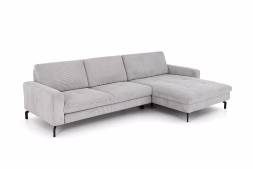 Ecksofa - 3-Sitzer mit Longchair rechts, Stoff, Grau
